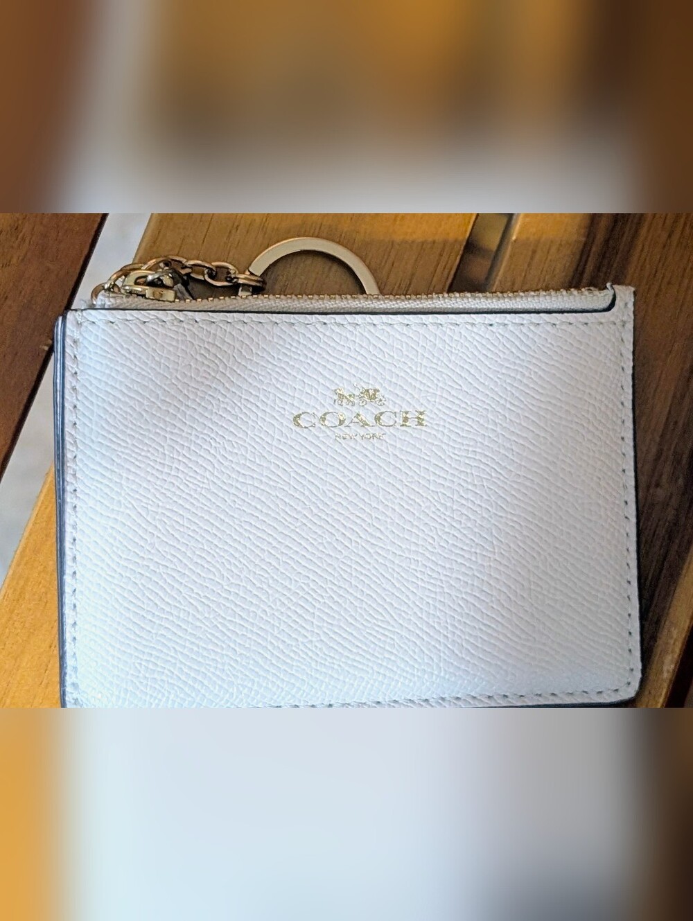 Coach White Mini Skinny ID Case with Gold Logo